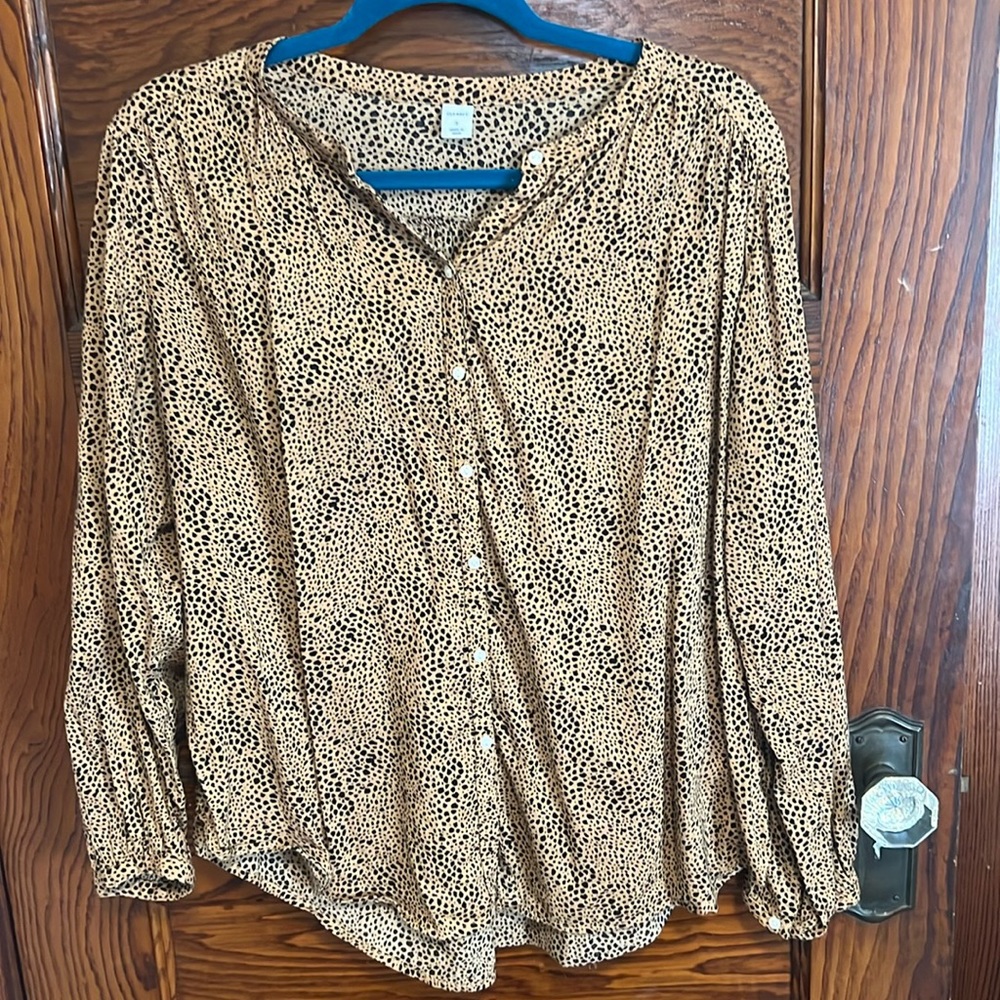 Button down, long sleeved spotted blouse